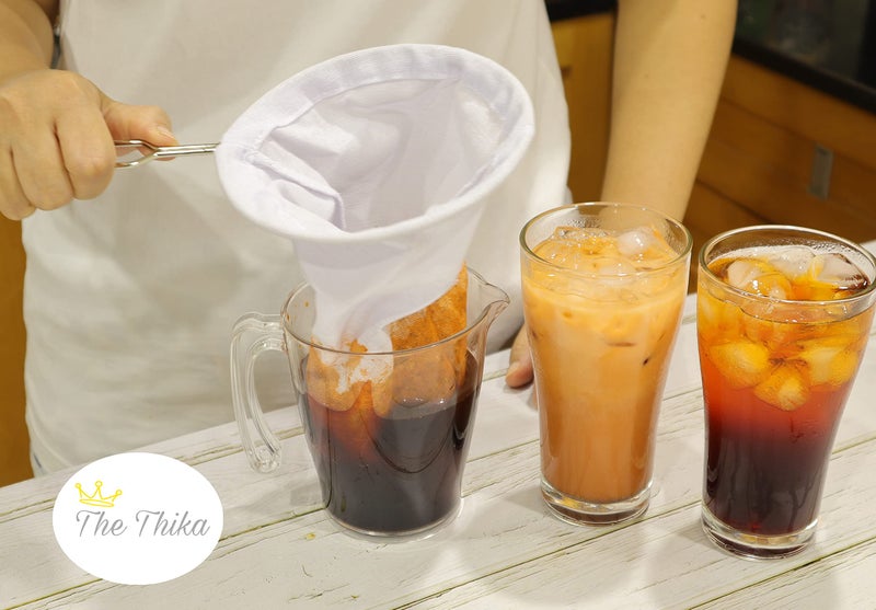 The Thika 5.3” Large Reusable Thai Tea Filter - Traditional Cloth Strainer with Metal Handle for Tea, Coffee, Coconut Milk, Almond Milk, and Juice - Image 3